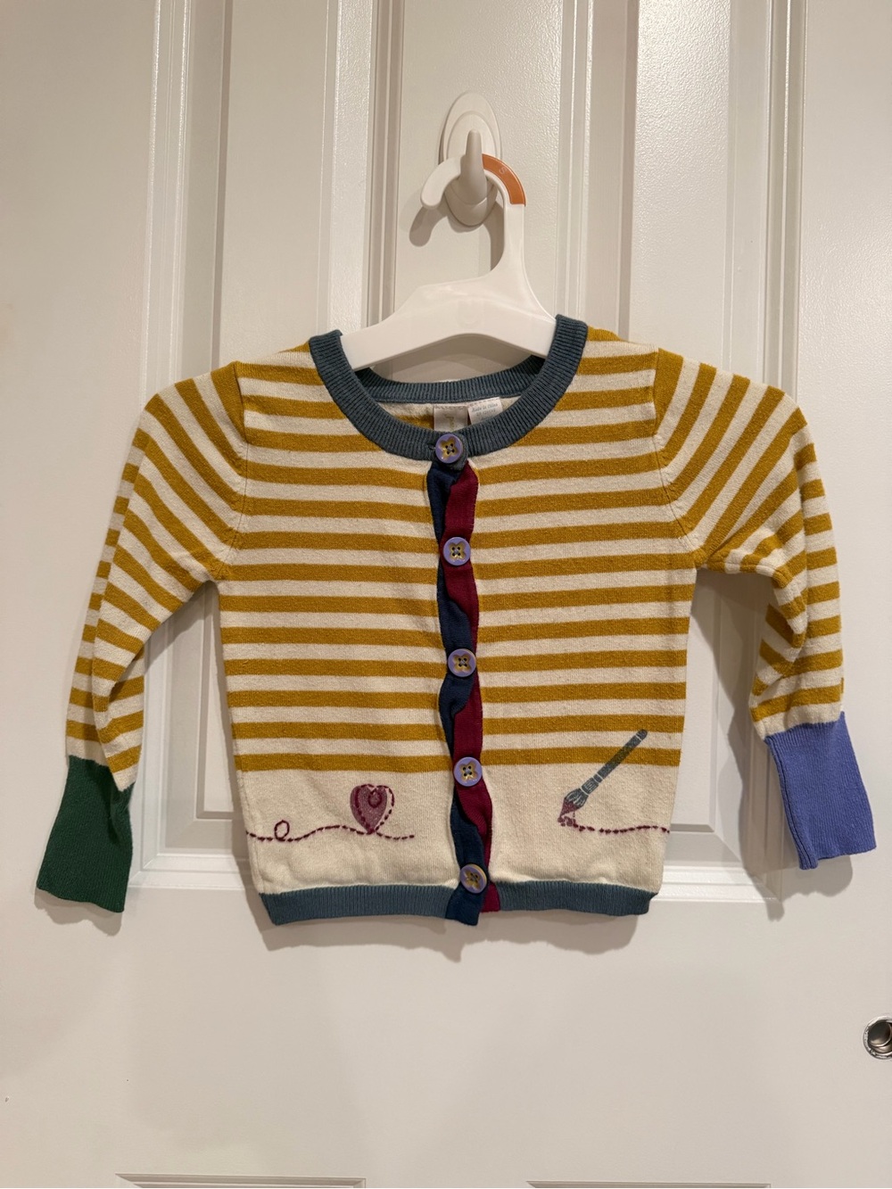 Matilda Jane Mustard & Cream Striped Cardigan with Colorblock Cuffs